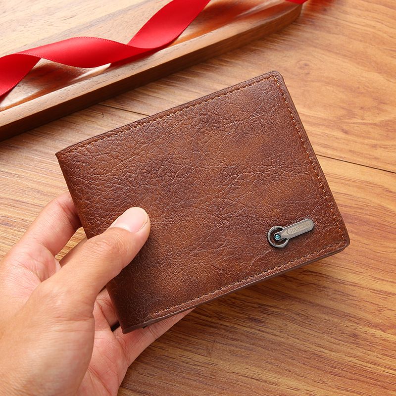 Men's Wallet — Business-Casual Short Leather Bi-fold — Cross-Border Promotional Stock — Wholesale & Ready-to-Ship