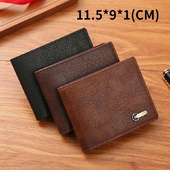 Men's Wallet — Business-Casual Short Leather Bi-fold — Cross-Border Promotional Stock — Wholesale & Ready-to-Ship