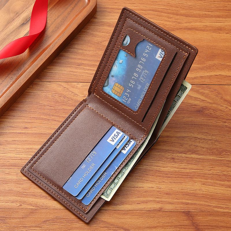 Men's Wallet — Business-Casual Short Leather Bi-fold — Cross-Border Promotional Stock — Wholesale & Ready-to-Ship