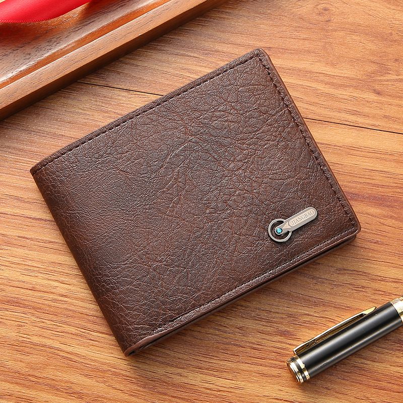 Men's Wallet — Business-Casual Short Leather Bi-fold — Cross-Border Promotional Stock — Wholesale & Ready-to-Ship