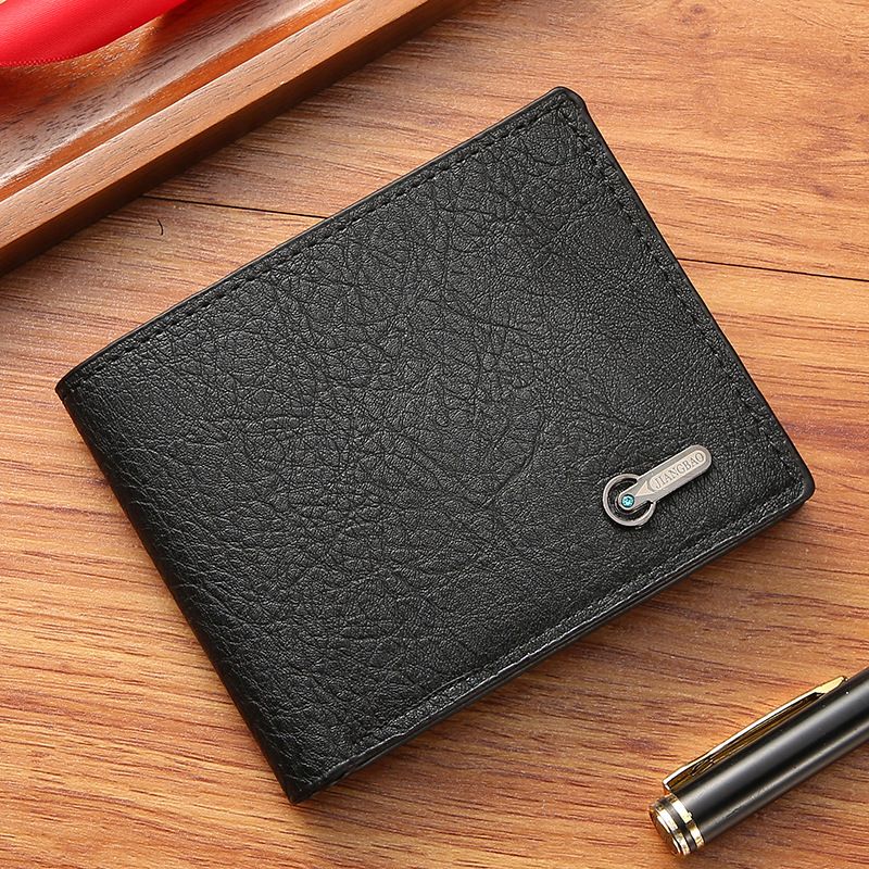 Men's Wallet — Business-Casual Short Leather Bi-fold — Cross-Border Promotional Stock — Wholesale & Ready-to-Ship