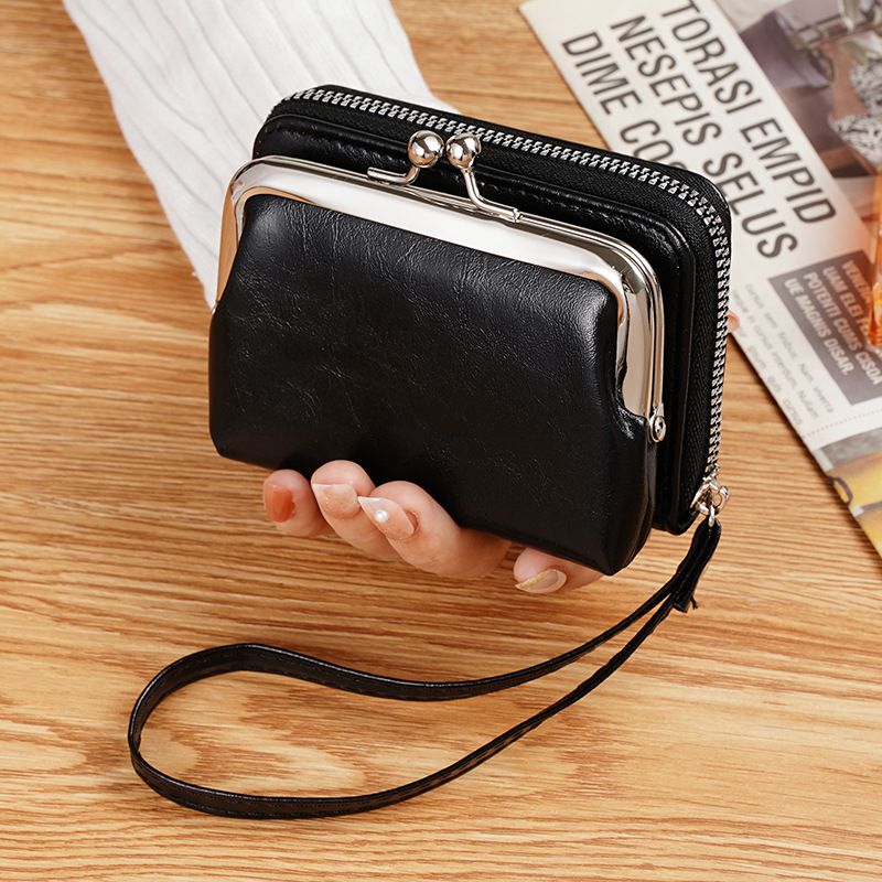 In-Stock Factory Supply (Cross-Border Source): Women's Clasp Coin Purse — 4-Inch Zippered Clip Pouch, Handbag, Vintage Style