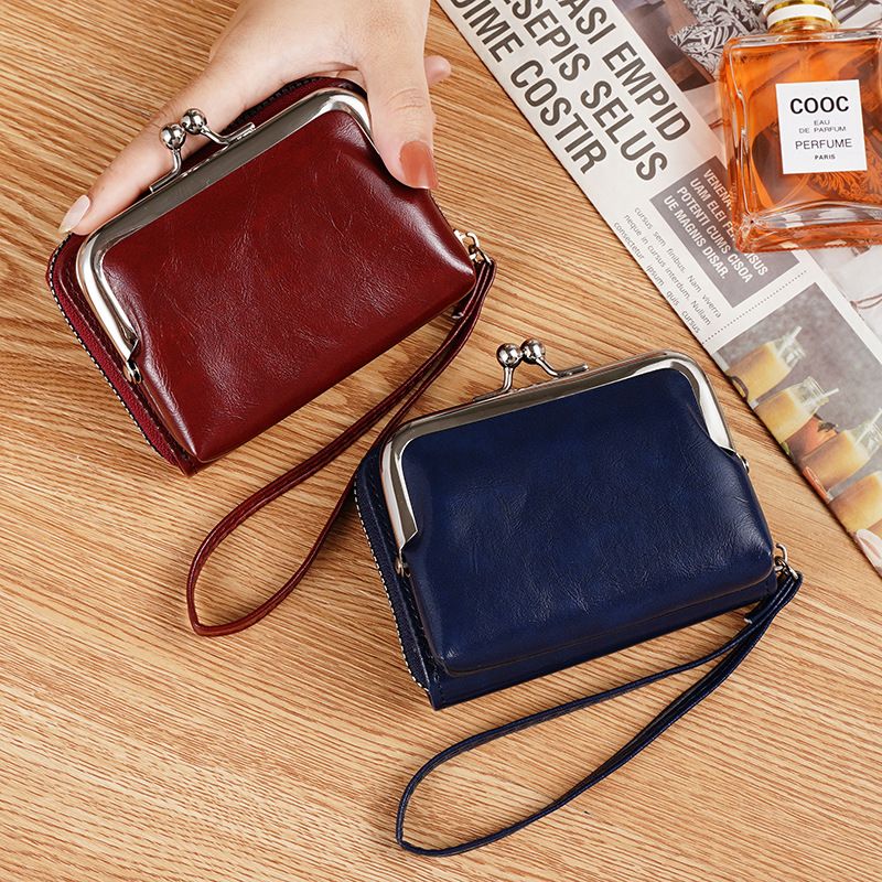 In-Stock Factory Supply (Cross-Border Source): Women's Clasp Coin Purse — 4-Inch Zippered Clip Pouch, Handbag, Vintage Style