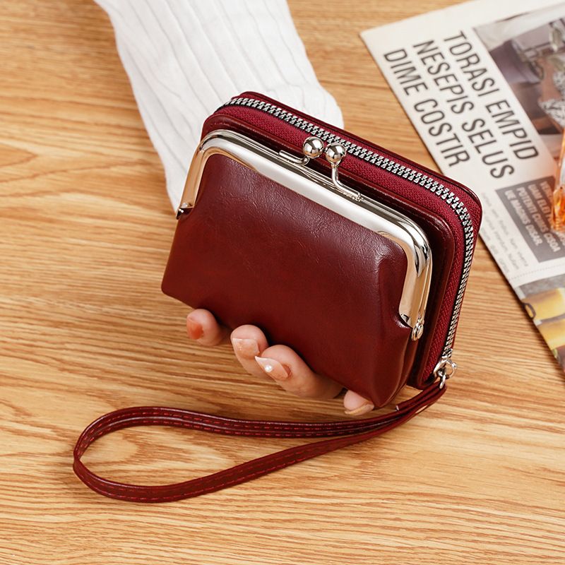 In-Stock Factory Supply (Cross-Border Source): Women's Clasp Coin Purse — 4-Inch Zippered Clip Pouch, Handbag, Vintage Style
