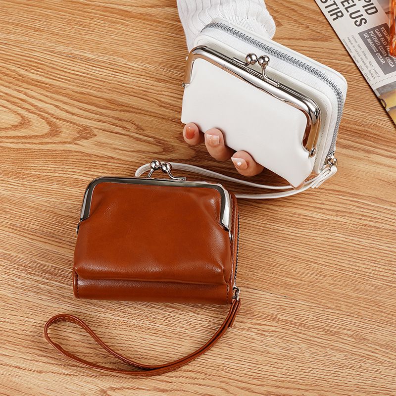 In-Stock Factory Supply (Cross-Border Source): Women's Clasp Coin Purse — 4-Inch Zippered Clip Pouch, Handbag, Vintage Style