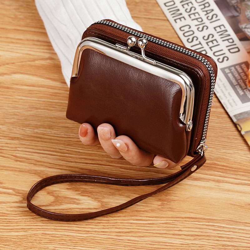 In-Stock Factory Supply (Cross-Border Source): Women's Clasp Coin Purse — 4-Inch Zippered Clip Pouch, Handbag, Vintage Style