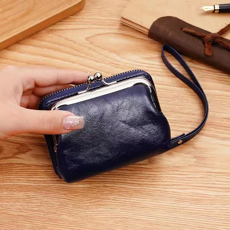 In-Stock Factory Supply (Cross-Border Source): Women's Clasp Coin Purse — 4-Inch Zippered Clip Pouch, Handbag, Vintage Style