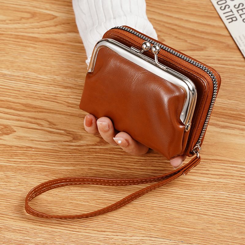 In-Stock Factory Supply (Cross-Border Source): Women's Clasp Coin Purse — 4-Inch Zippered Clip Pouch, Handbag, Vintage Style