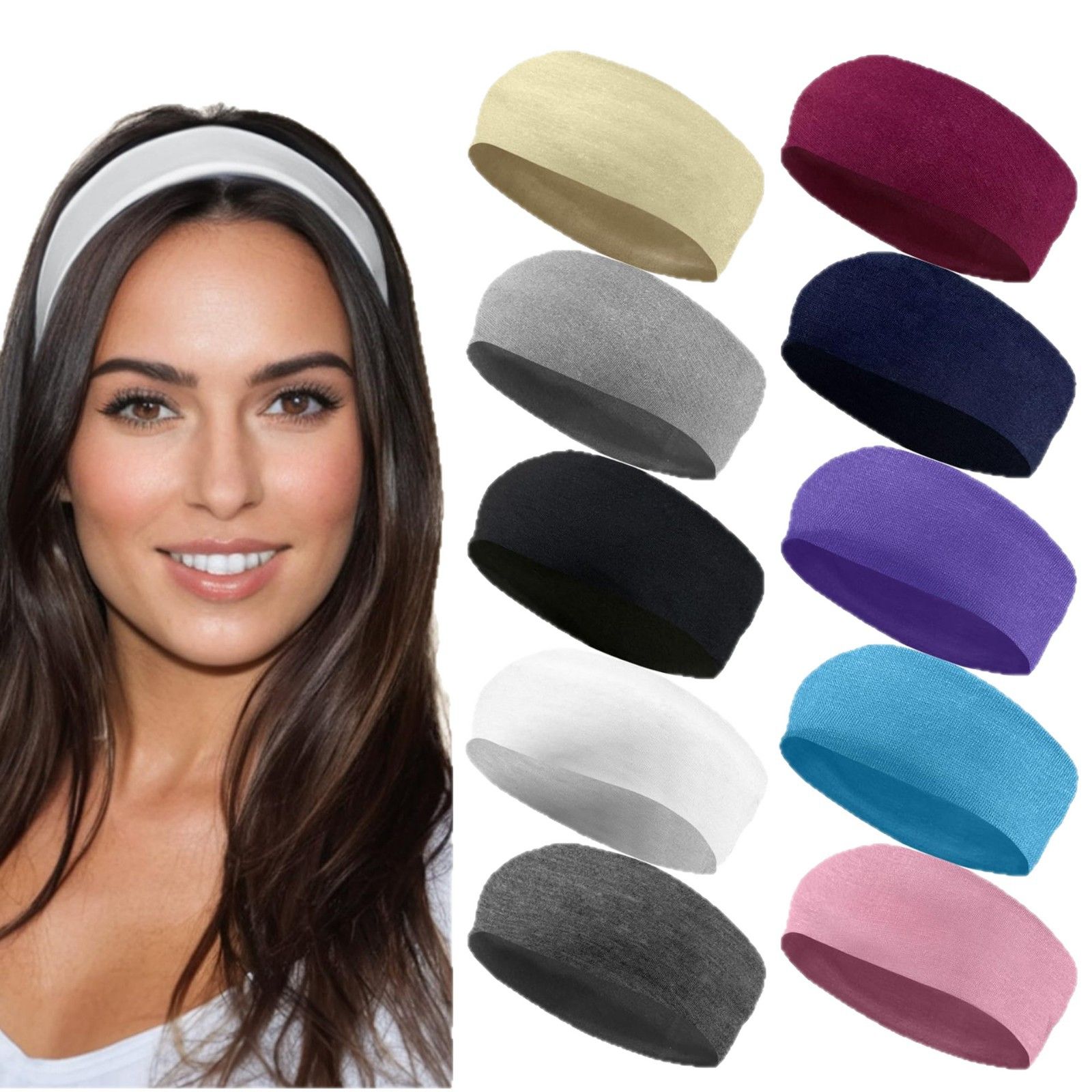 Cross-border candy-colored sports headband for men and women, fitness, yoga, running, sweat-wicking headband, face wash headband