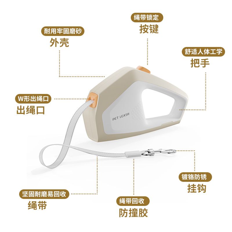 Geometric Hardcore Pet Leash 5M Rope for Outdoor Dog Walking, Automatic Retractable Leash for Medium and Large Cats and Dogs