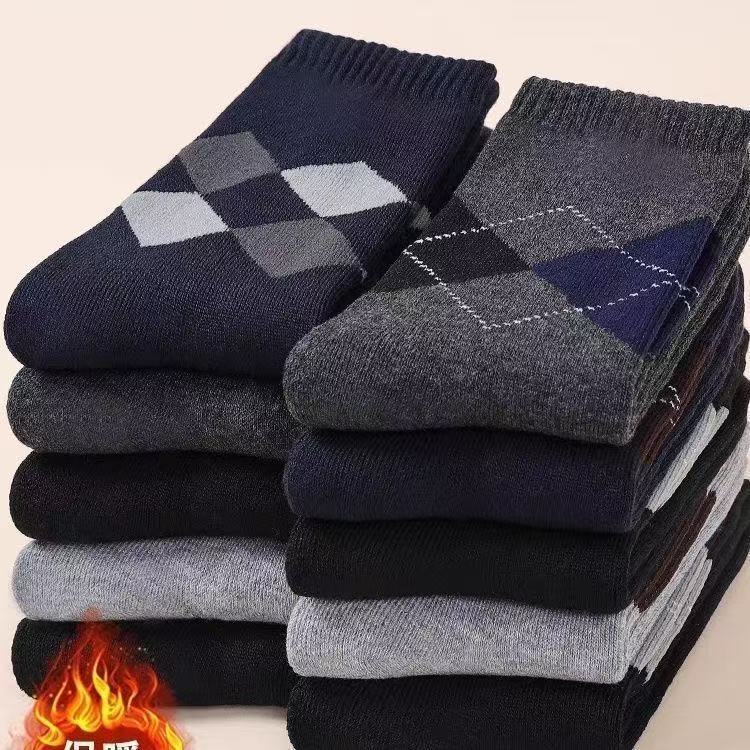 5 pairs  10pairsof Dad socks for winter, mid-high heels, autumn and winter cotton socks, thick long socks, warm for the elderly, men, middle-aged and elderly