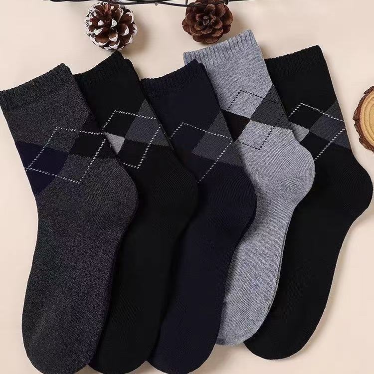5 pairs  10pairsof Dad socks for winter, mid-high heels, autumn and winter cotton socks, thick long socks, warm for the elderly, men, middle-aged and elderly