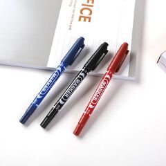 Wholesale of 10 stationery marker pens: Runxuan Water-based small double-headed marker pens for children's drawing, large capacity black outlining pens