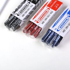 Wholesale of 10 stationery marker pens: Runxuan Water-based small double-headed marker pens for children's drawing, large capacity black outlining pens