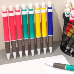 5 mixed-color office supplies, color-pressed plastic ballpoint pens with bullet tips, blue 0.7mm ballpoint pen stationery wholesale