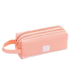 double-layer hand-held pen cases, large capacity, simple Oxford cloth double-zipper pen cases, student storage stationery bags wholesale