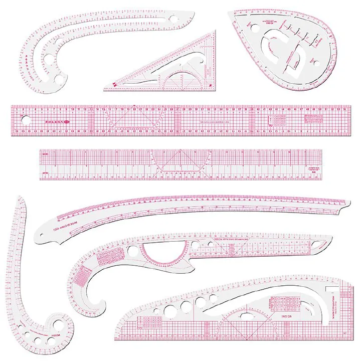 Wholesale of 9-piece sets of sewing rulers for export suits, pattern-making rulers, sizing rulers, cutting and pattern-making curve rulers from the manufacturer