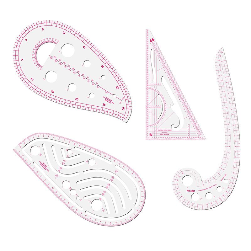 4-piece set of multi-functional curve ruler for clothing sewing, pattern making and sizing ruler, cutting ruler, exclusively for cross-border supply