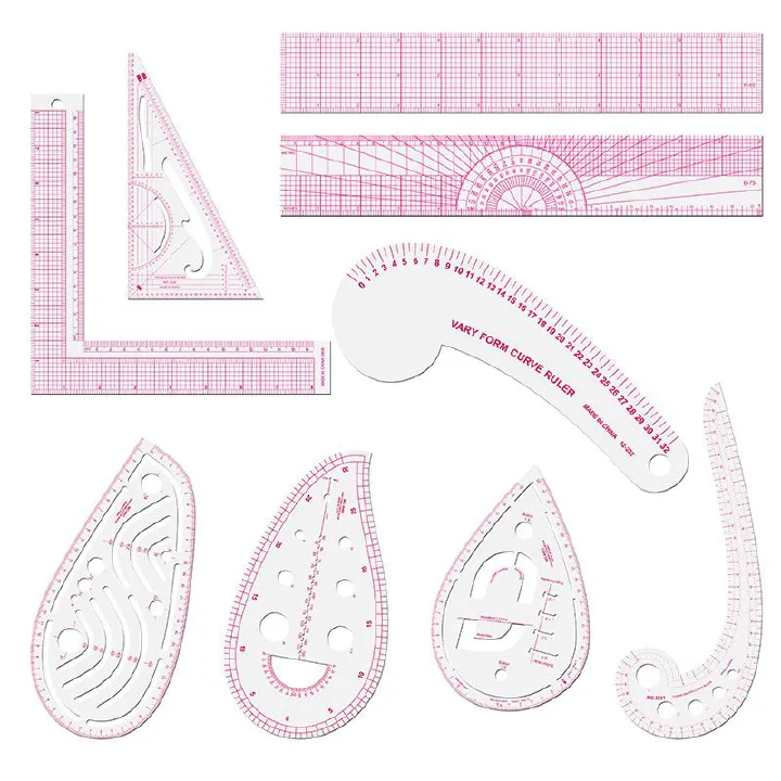 9-piece sewing ruler set, clothing pattern making and sizing ruler, multi-functional curve ruler, pattern making and drawing ruler, cross-border exclusive supply