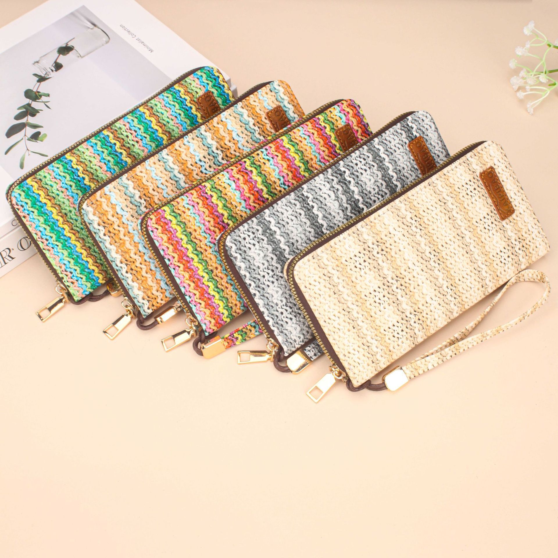 New ladies' wallet zipper bracelet bags: Simple square bag, fashionable single-handle clutch