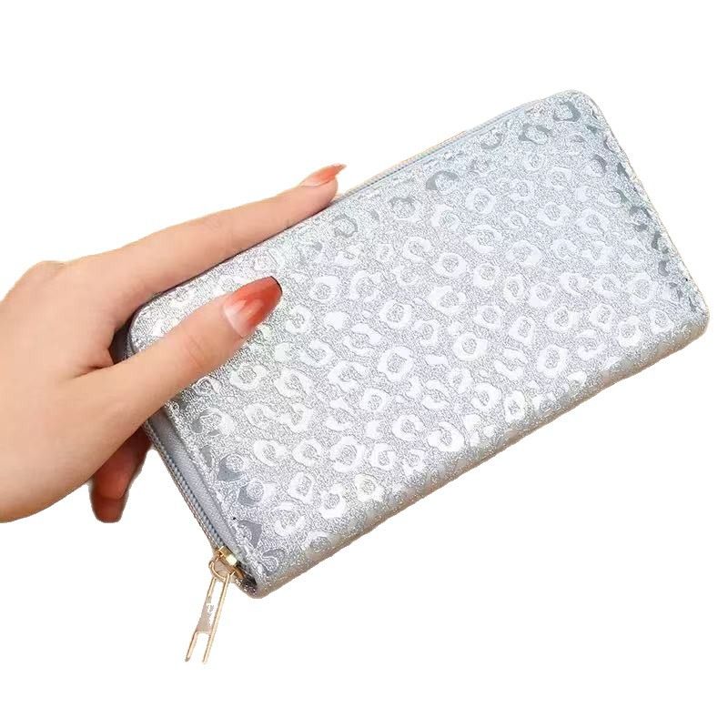 Laser zipper bag, checkered triangular mermaid, shiny pink, large wallet, European and American export cross-border women's bag