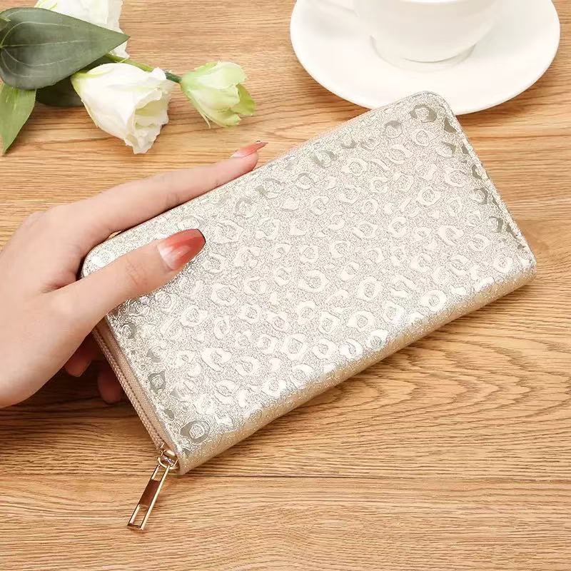 Laser zipper bag, checkered triangular mermaid, shiny pink, large wallet, European and American export cross-border women's bag