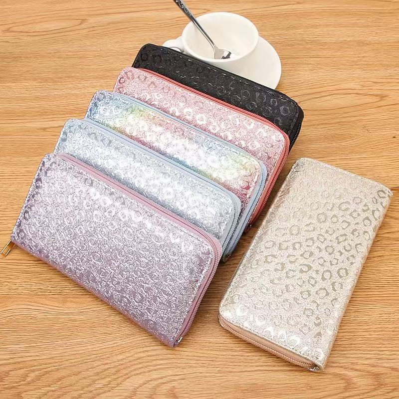 Laser zipper bag, checkered triangular mermaid, shiny pink, large wallet, European and American export cross-border women's bag