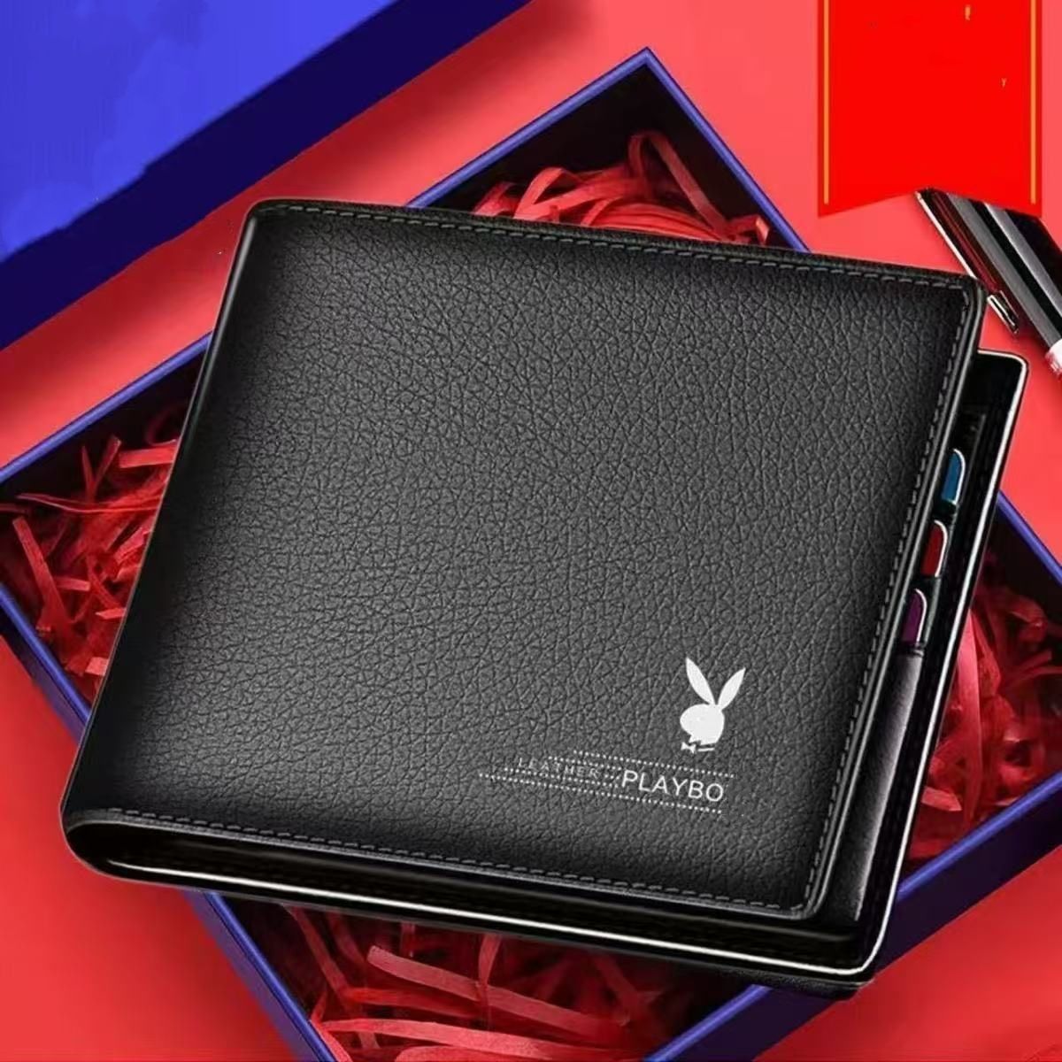 Cross-border Amazon simple and short men's wallet, ultra-light soft leather Korean-style lychee pattern wallet, a bestseller