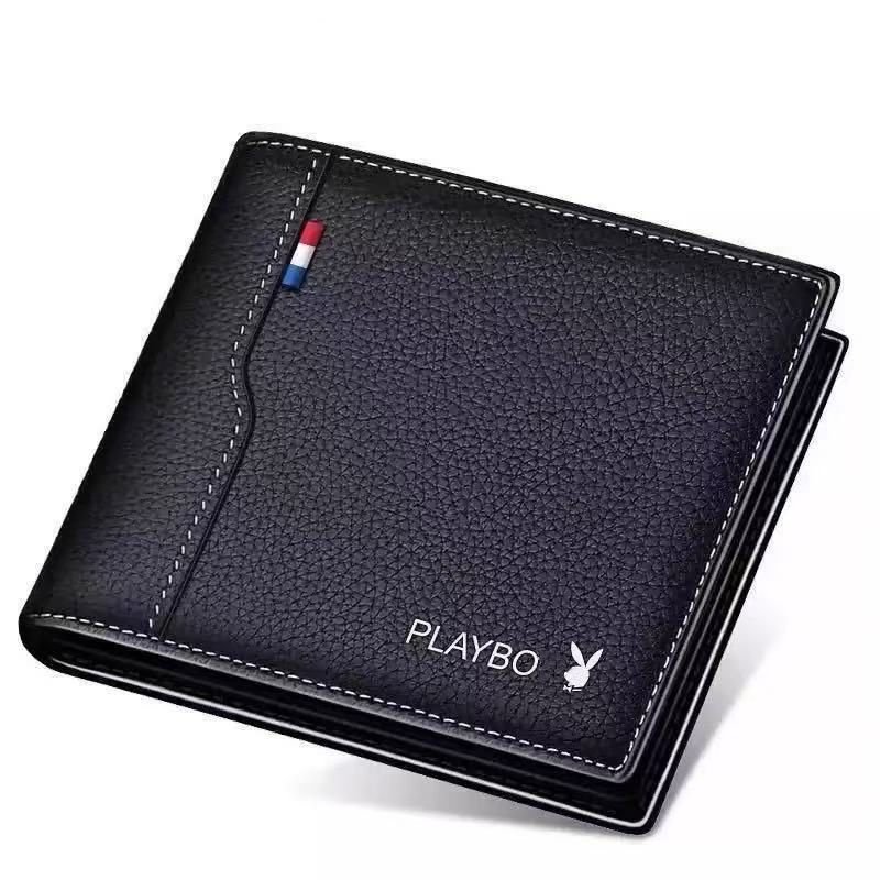Cross-border Amazon simple and short men's wallet, ultra-light soft leather Korean-style lychee pattern wallet, a bestseller