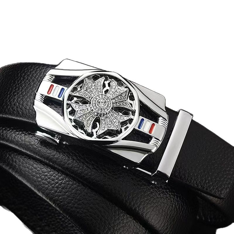 The automatic belt buckle belt for middle-aged and young men is fashionable, versatile and durable. It is a trendy sports car style