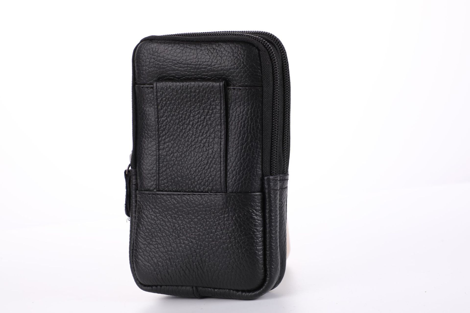 Simple leather waist bag for men, three-layer mother-and-child buckle flip cover coin purse, portable work, wear-resistant mobile phone waist bag