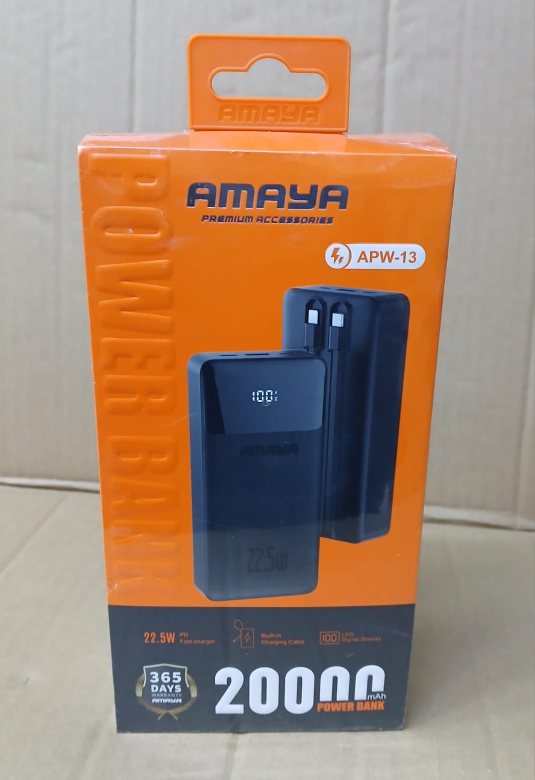 Amaya APB-F229 22.5W SUPER FAST CHARGER 20000MAH POWER BANK, DURABLE QUALITY , ANTI-SCRATCH TEXTURE, 4 BUILD-IN 1 CABLES, DIGITAL LED DISPLAY