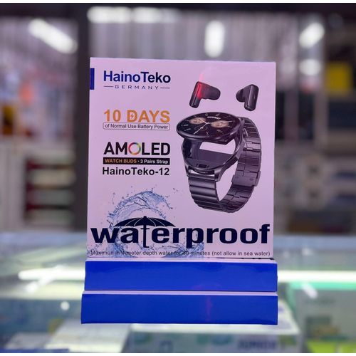 HainoTeko WatchBuds 12 – German Smartwatch with Built-in Earbuds, AMOLED Display, 3 Straps, 10-Day Battery Life, Waterproof + FREE DELIVERY TO YOU TODAY