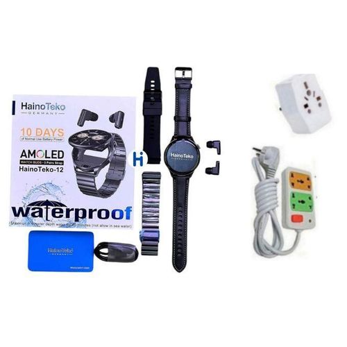 HainoTeko WatchBuds 12 – German Smartwatch with Built-in Earbuds, AMOLED Display, 3 Straps, 10-Day Battery Life, Waterproof + FREE DELIVERY TO YOU TODAY