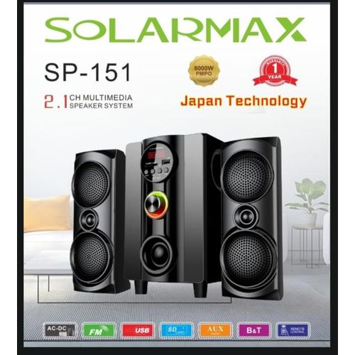Solarmax woofer speaker system SP151 2.1 -Black + FREE AND CONVENIENT DELIVERY TO YOUR DOORSTEP TODAY