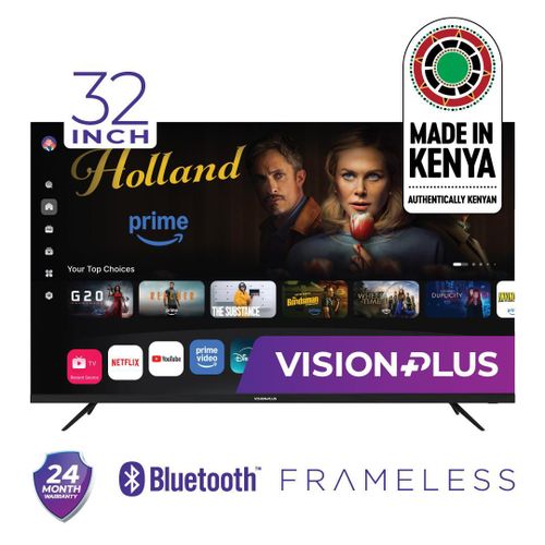 Vision Plus VP8832SW 32" Frameless HD Smart TV – Netflix/YouTube/500+ Apps, Inbuilt Decoder DVB-T2/S2, Bluetooth, Dolby Audio + Free Wall Mount (2YRS WRTY)