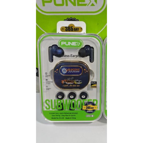 Punex EU-20 Wireless Earbuds with Bluetooth 5.3, Deep Bass, Noise Cancellation, Touch Controls, Long Battery Life, Sweat-Proof Sports Design, Compact Charging Ca + FREE DELIVERY TO YOUR DOORSTEP TODAY