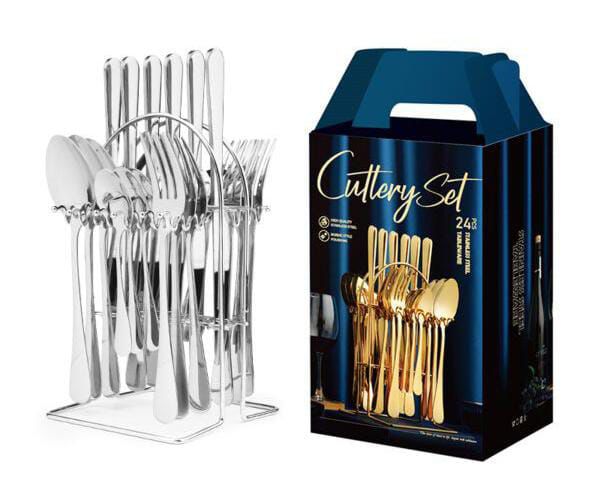 24-Piece Stainless Steel Cutlery Spoon Set – Heavy Gauge Silver Dining Utensils