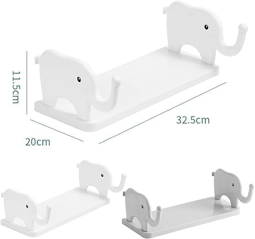 Elephant Self-Adhesive Wall-Mounted Organizer Shelf – No-Drill Floating Storage Rack for Kitchen, Bathroom & Bedroom