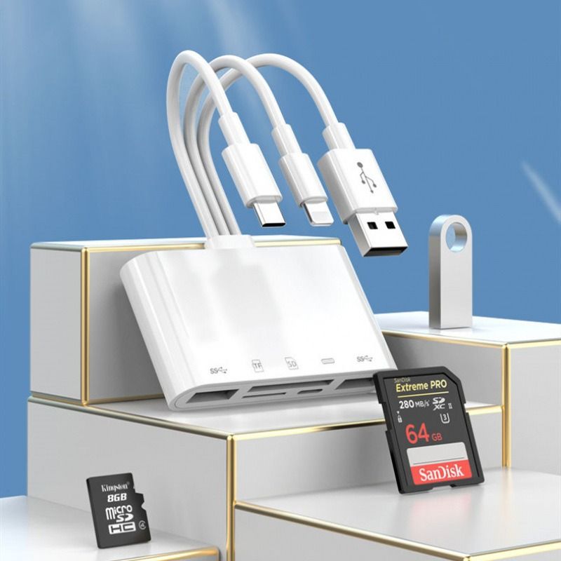 5 in 1 SD Card Reader, USB C Memory Card Adapter with SD/Micro SD/MS and Dual USB A Ports for iPhone iPad MacBook Android - Best for Kilimall