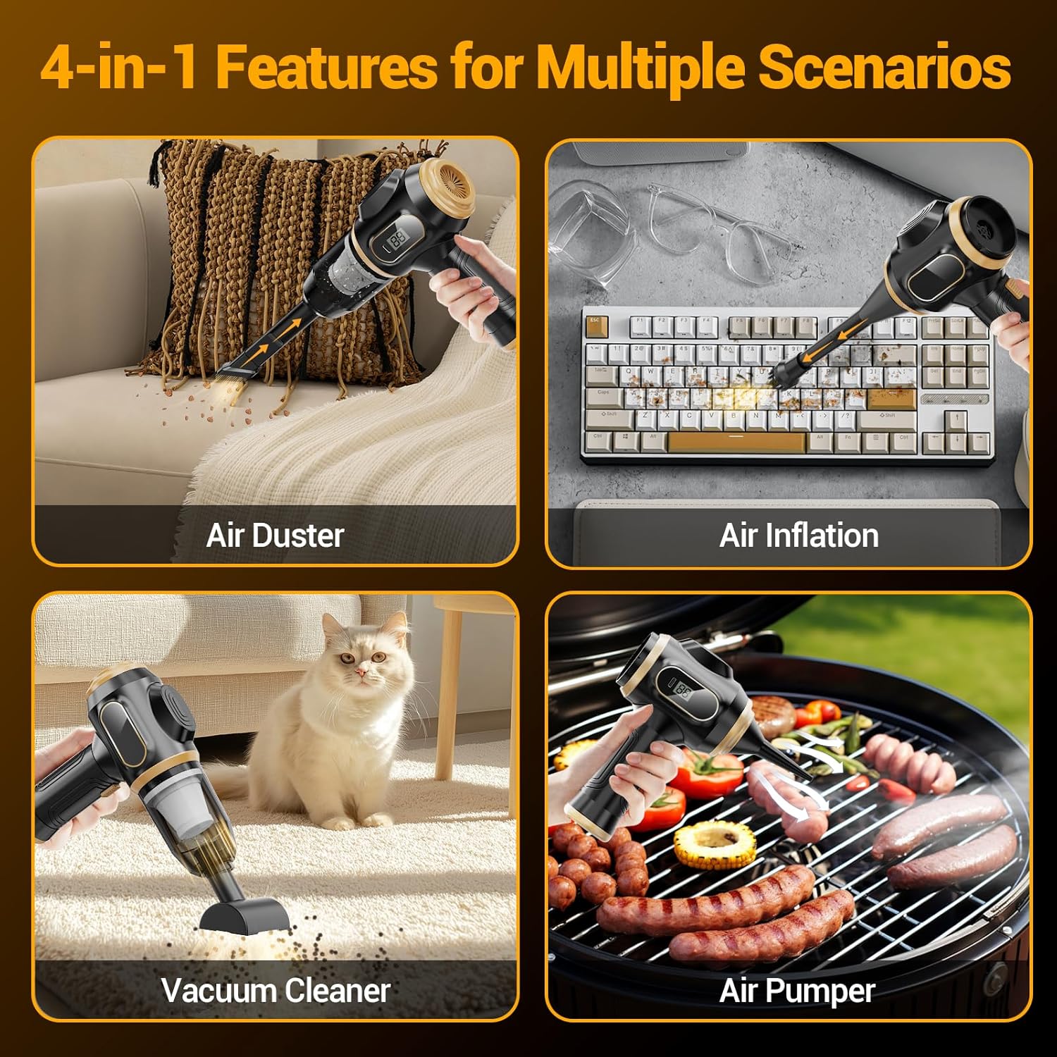 Portable Car Vacuum Cordless, Mini Handheld Vacuum Cleaner Rechargeable with LCD Display, High Power for Car Home Pet Hair - Best for Kilimall