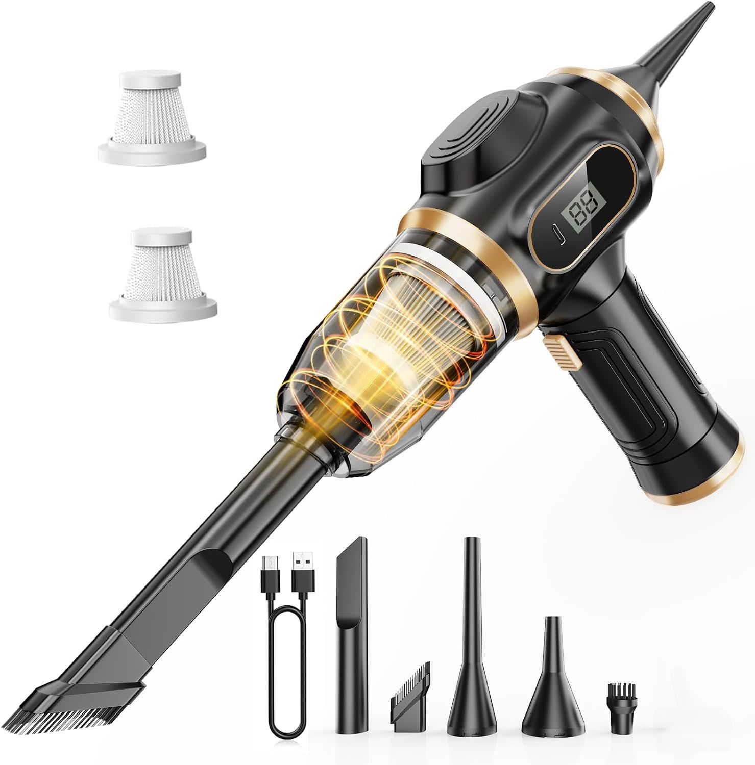 Portable Car Vacuum Cordless, Mini Handheld Vacuum Cleaner Rechargeable with LCD Display, High Power for Car Home Pet Hair - Best for Kilimall