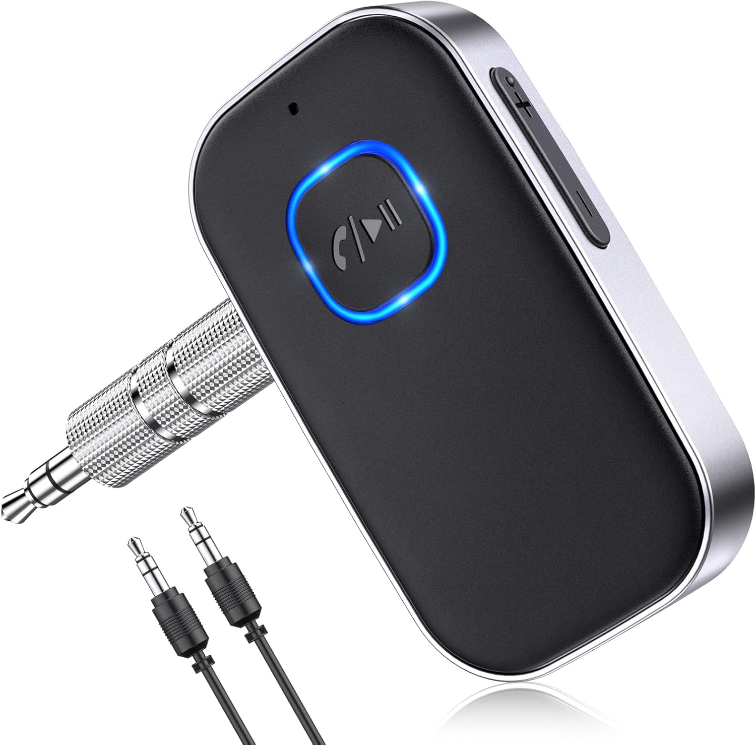 Bluetooth Receiver for Car 3.5mm AUX Wireless Audio Adapter, Noise Cancelling Hands-Free Call Car Kit, Long Battery Life for Home Stereo & Wired Headphones