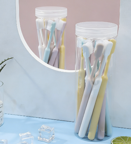 10pcs/Barrel Super Soft Bristle Toothbrush Ultra-fine Family Pack Extra Soft Toothbrush for Sensitive Teeth & Gums