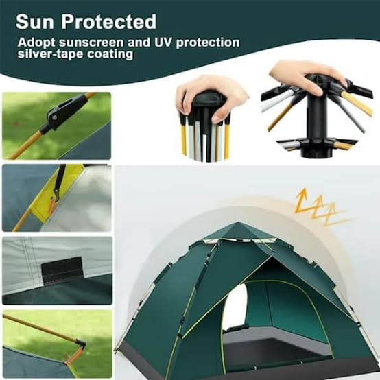 High grade automatic camping tent.
✨Water proof & UV resistant polyester fabric.
✨ Breathable mesh with a window zipper
✨light weight, easy to install, strong and durable
✨ Available in
◼️4×6 [3 perso