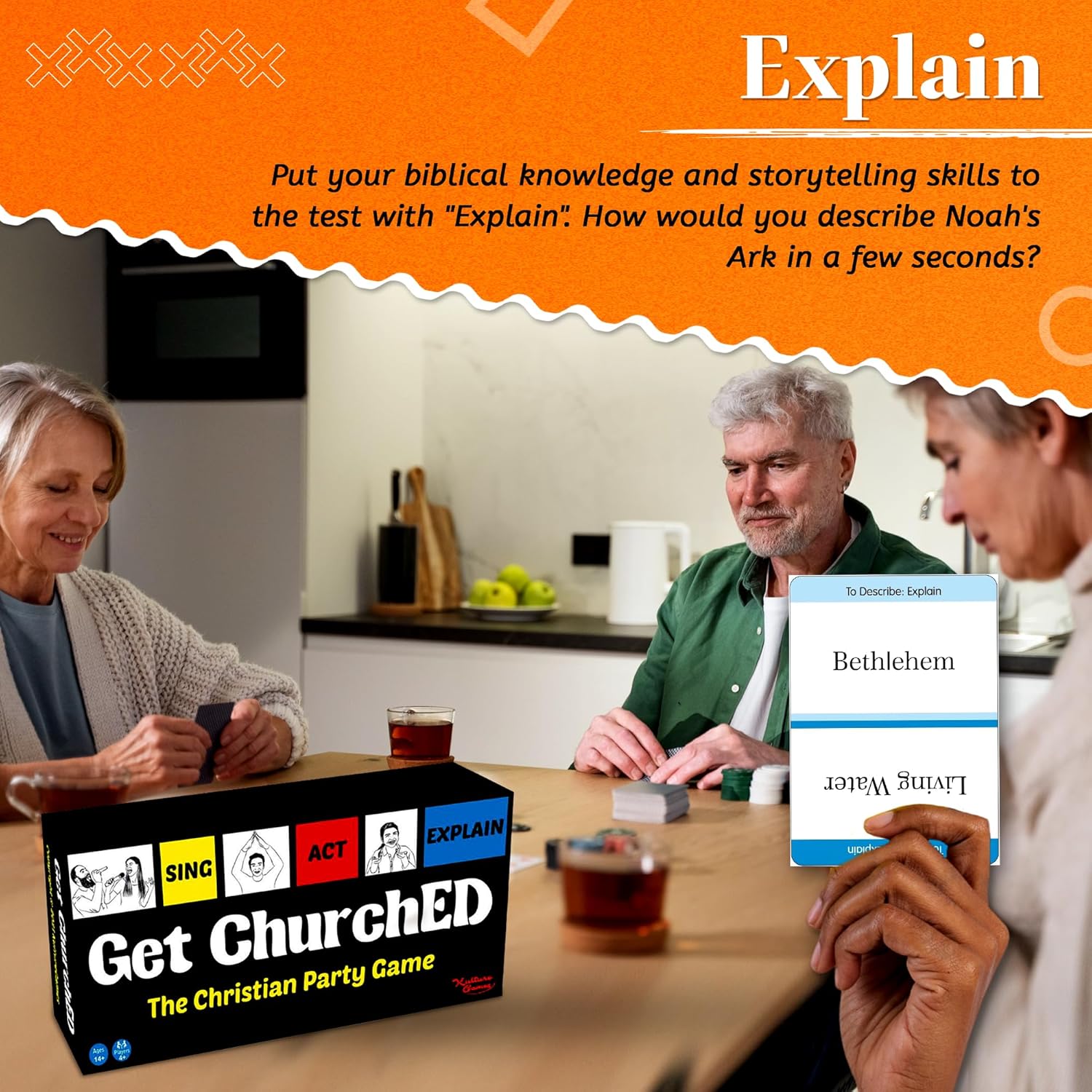 Get ChurchED | The Christian Party Game| Christian Gifts & Cards | Bible Trivia Game | Charades Games | Family & Youth Groups | Bible Quiz (Sing, Act/Charades, Explain)