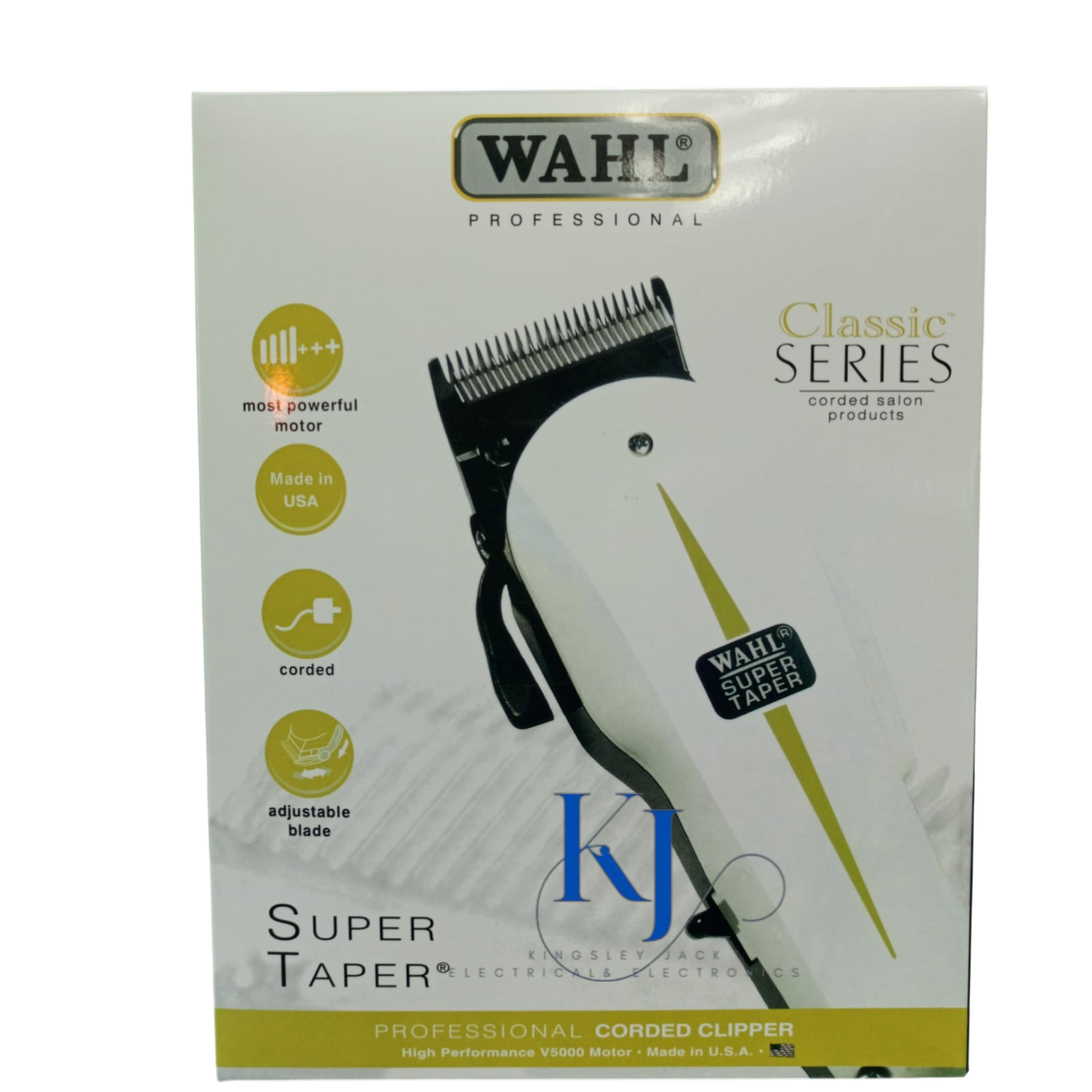 WAHL SUPER TAPER CLASSIC SERIES CORDED, ADJUSTABLE BLADES,RUST PROOF,HIGH PRECISION CHROME-PLATED BLADES,PROFFESIONAL V5000 VIBRATOR MOTOR FOR DURABILITY AND LONGEVITY.DESIGNED FOR ALL CLIPPER WORK.