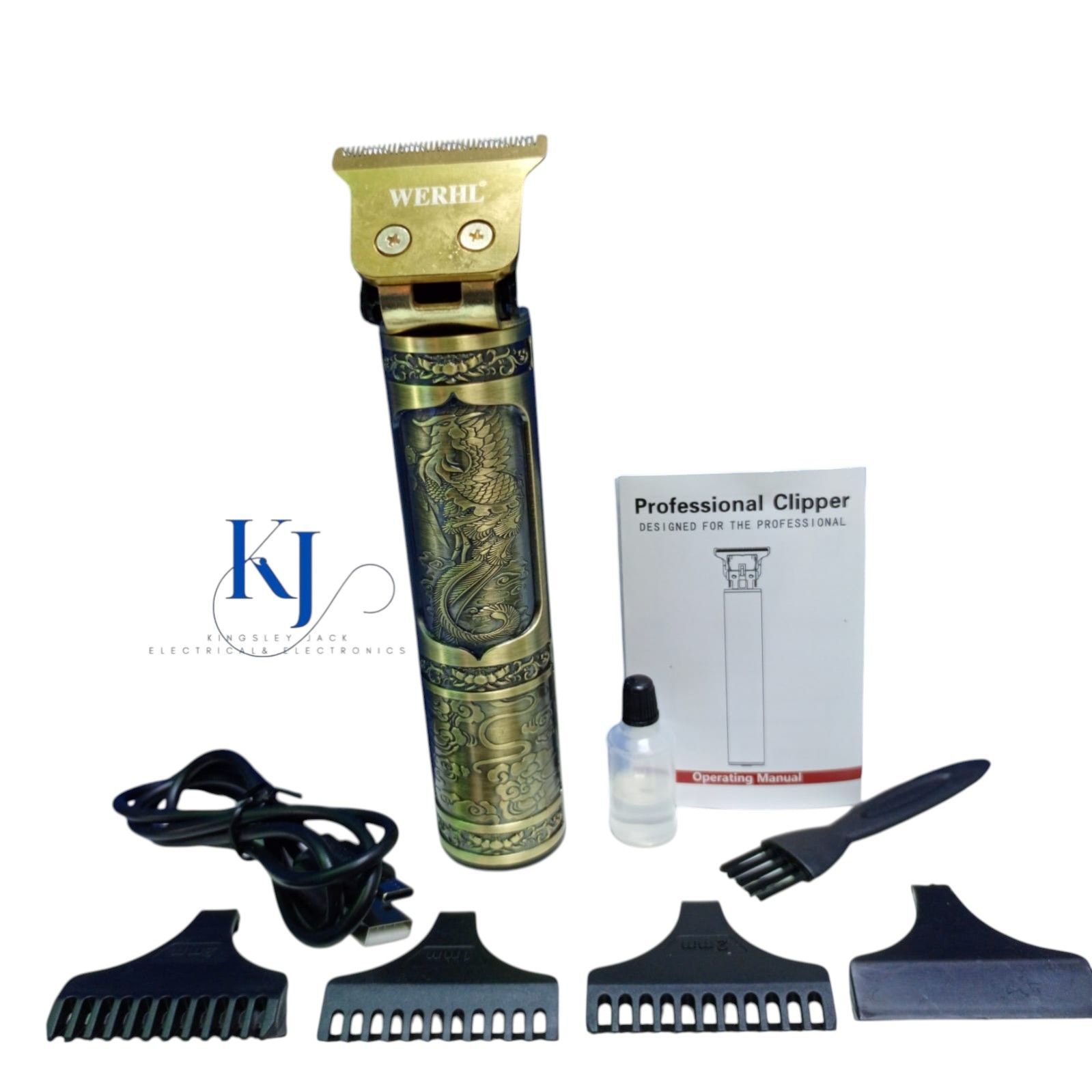 WERHL WL-11062 PROFESSIONAL HAIR TRIMMER WITH DISPLAY SCREEN | RECHARGEABLE ELECTRIC SHAVER CLIPPER | LOW NOISE STAINLESS STEEL BLADES | ERGONOMIC METAL BODY