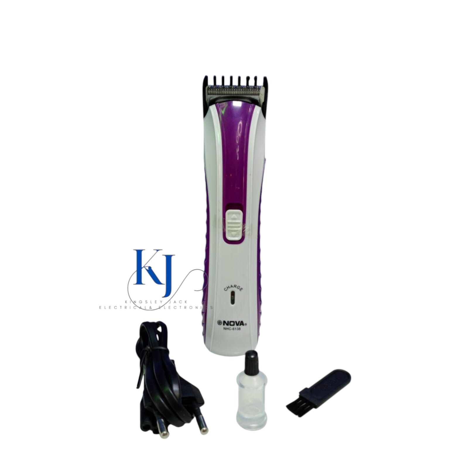 NOVA NHC-6138 PROFESSIONAL HAIR CLIPPER | ERGONOMICALLY SHAPED BODY | STAINLESS STEEL BLADE | POWERFUL MOTOR | VARIABLE CUTTING LENGTHS | PRECISION CUTTING BLADES