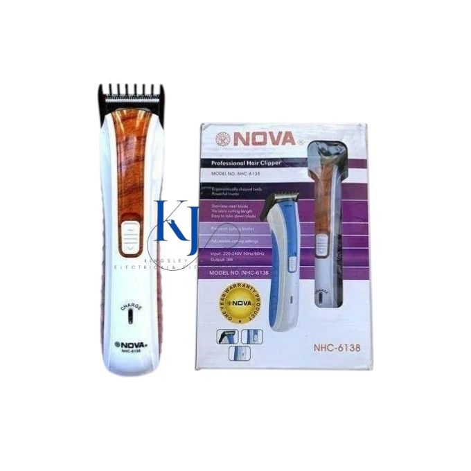 NOVA NHC-6138 PROFESSIONAL HAIR CLIPPER | ERGONOMICALLY SHAPED BODY | STAINLESS STEEL BLADE | POWERFUL MOTOR | VARIABLE CUTTING LENGTHS | PRECISION CUTTING BLADES